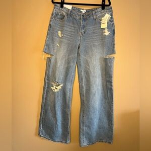NWT Nordstrom BP Light Wash Distressed Wide Leg Denim Jeans - size 31